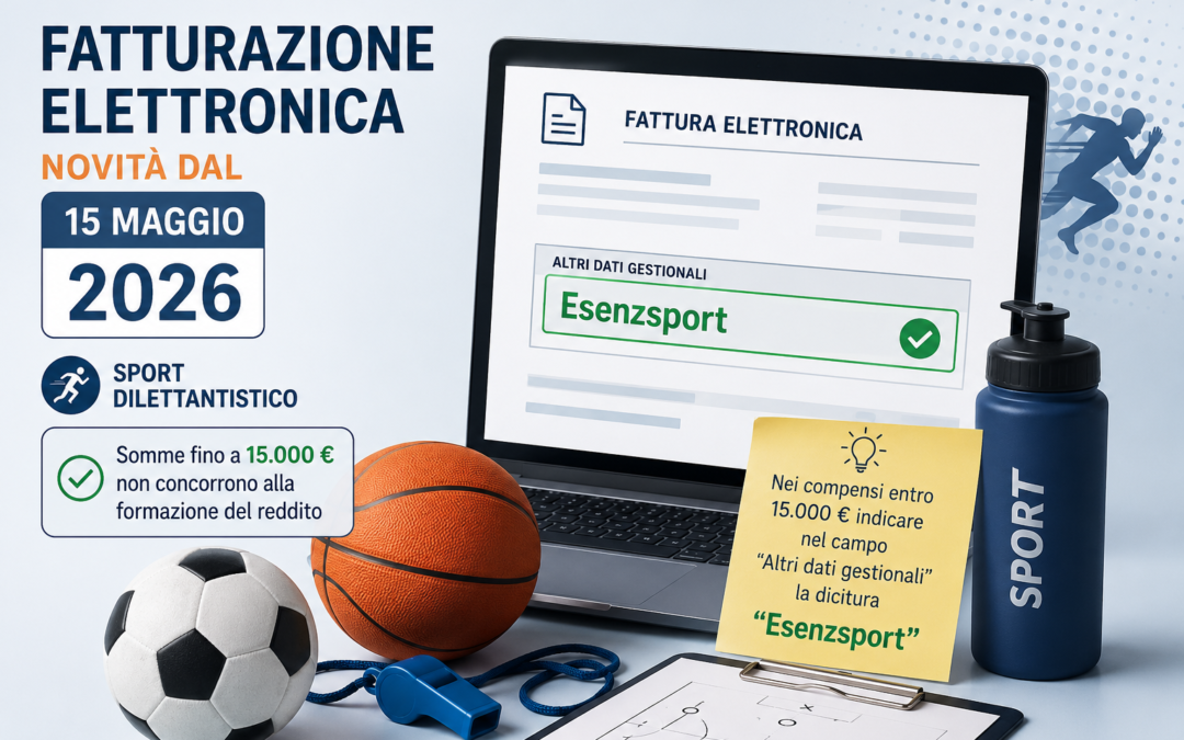 NOVITA’ SULLA FATTURAZIONE ELETTRONICA DAL 15.05.2026 PER I LAVORATORI SPORTIVI DILETTANTISTICI